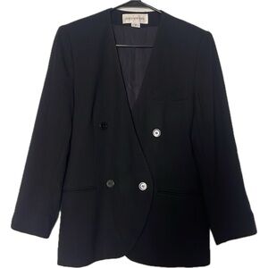 Jones New York Wool Blazer / Pea Coat 10 Black Vintage